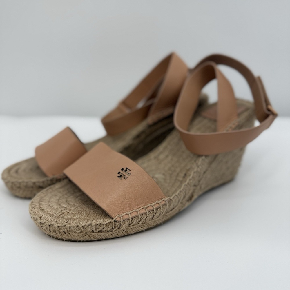 Tory Burch Bima 2 Espadrille Wedge Sandals Size 9 Tan NEW Ankle Strap Open Toe - Picture 5 of 7
